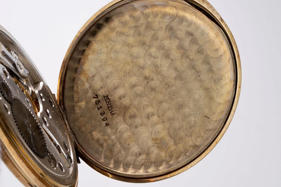 Pocket Watch in 14k Yellow Gold with Chain in 18k Yellow Gold