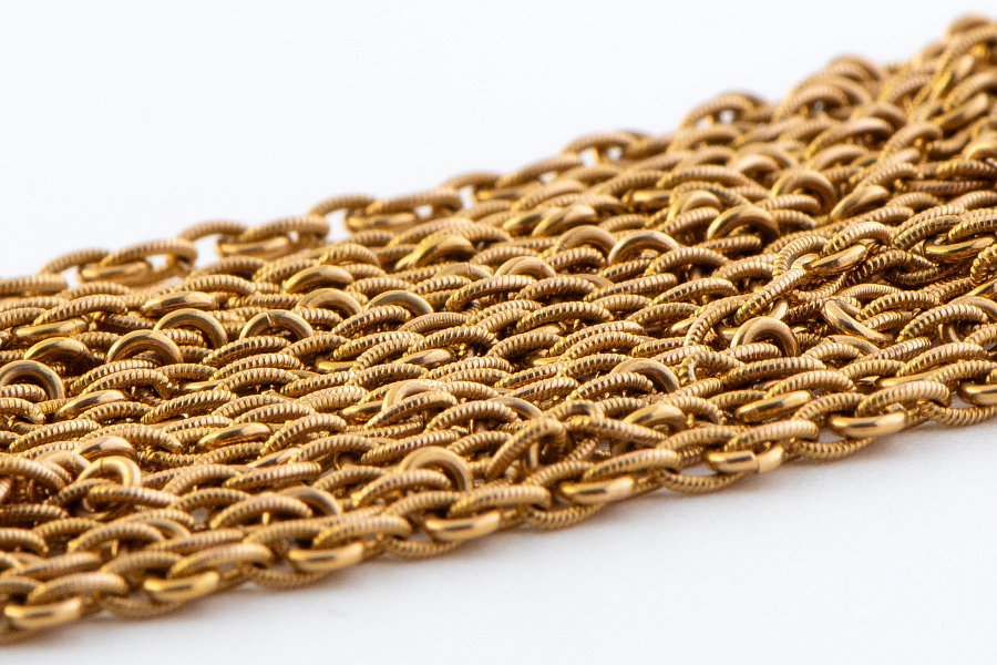 Pocket Watch Chain in 18k Yellow Gold with Key
