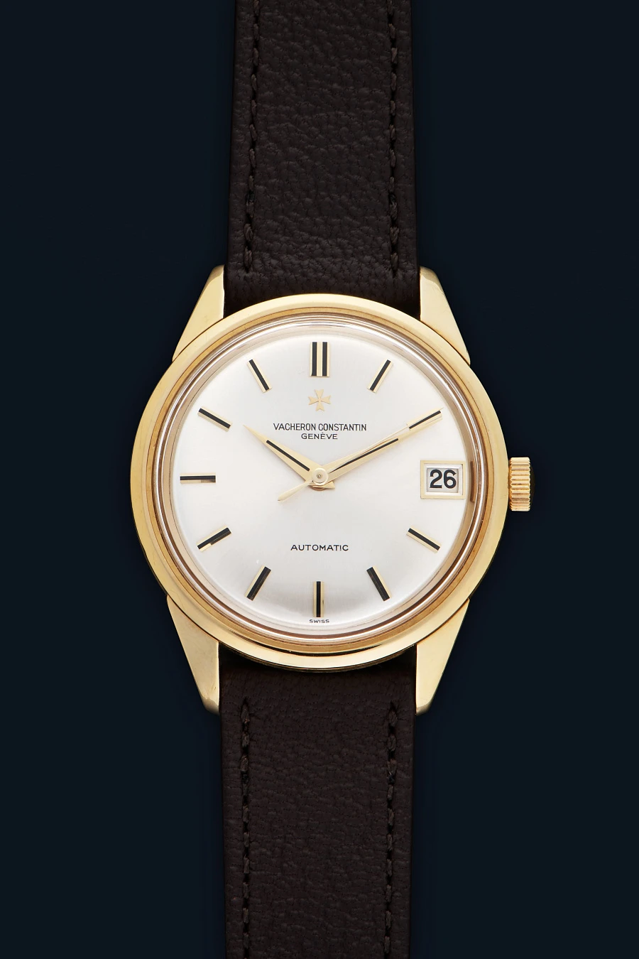 Silver Sunburst Dial Dress Watch Ref. 6732 in 18k Yellow Gold