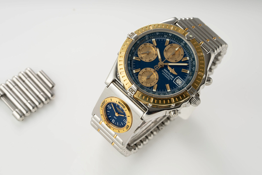 Chronomat Dual Time Ref. D13352 in Stainless Steel and 18k Yellow Gold