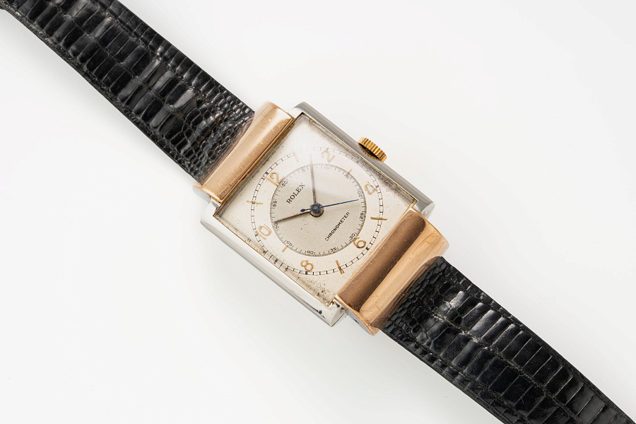 Rectangular Chronometer Ref. 4152 in Stainless Steel and Rose Gold