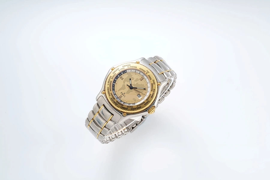 Voyager World Time Ref. 1124913 in Stainless Steel and 18k Yellow Gold