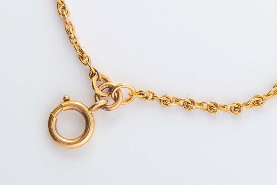 Pocket Watch Chain in 18k Yellow Gold with Key