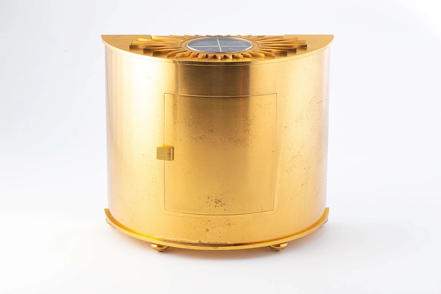 Table Clock in Gilt Brass with Wood