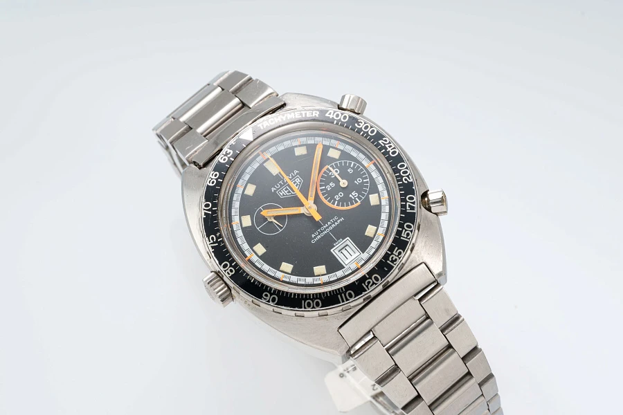 Autavia 'Exotic' Cushion Case Chronograph in Stainless Steel