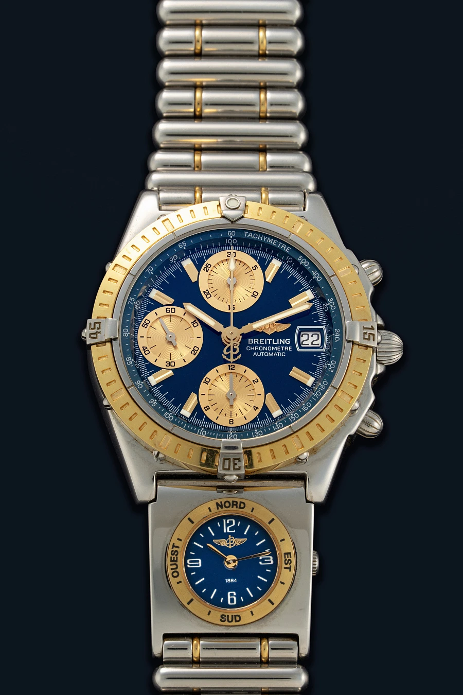 Chronomat Dual Time Ref. D13352 in Stainless Steel and 18k Yellow Gold