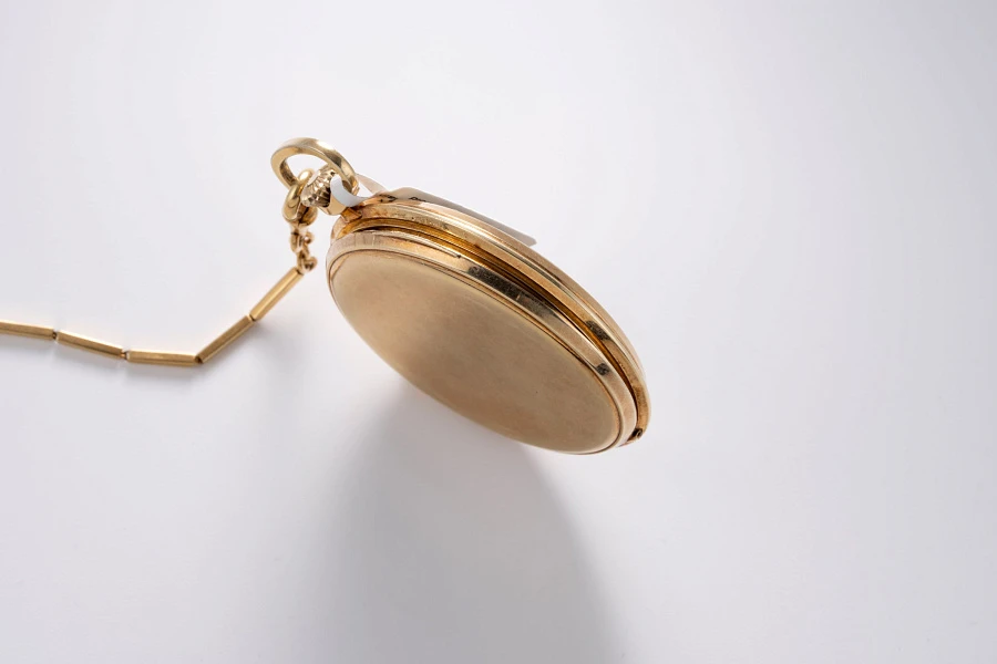 Pocket Watch in 14k Yellow Gold with Chain in 18k Yellow Gold
