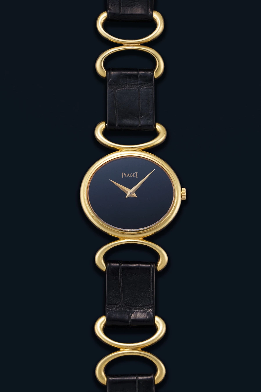 Oval Dress Watch Ref.9802D with Gold and Leather Bracelet