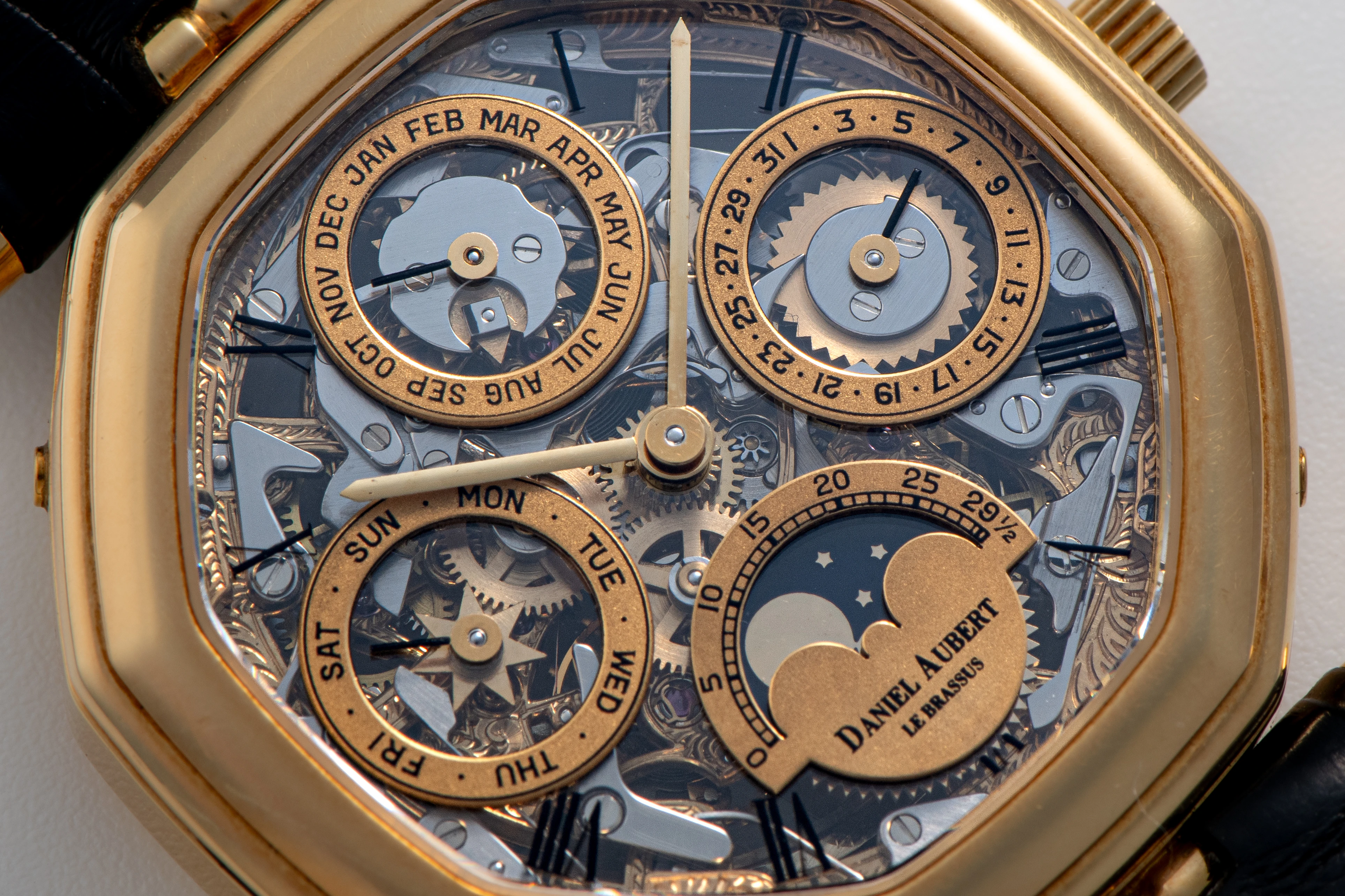 Lys Royal Gold Skeleton Ultra-thin Perpetual Calendar Piece Unique