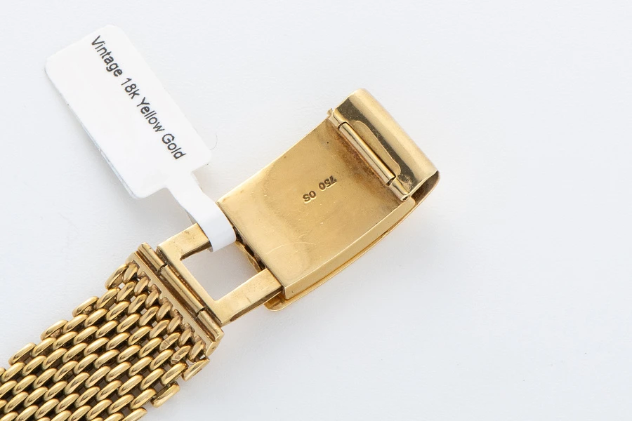 Vintage Rectangular Watch in 14k Yellow Gold with 18k Yellow Gold Bracelet