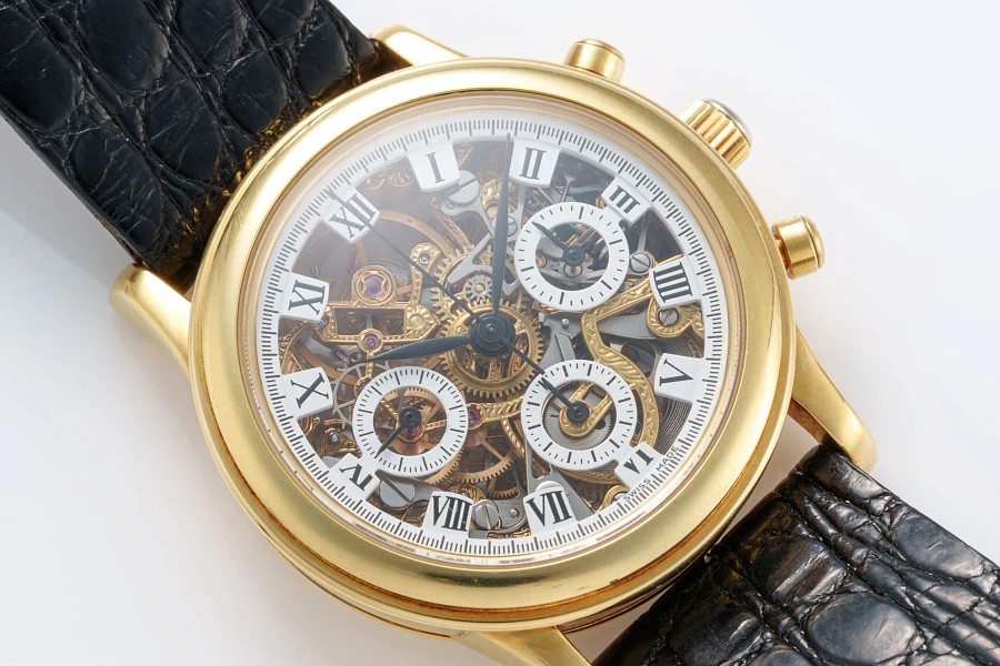 Louis Brandt Chronograph Skeleton in 18k Yellow Gold
