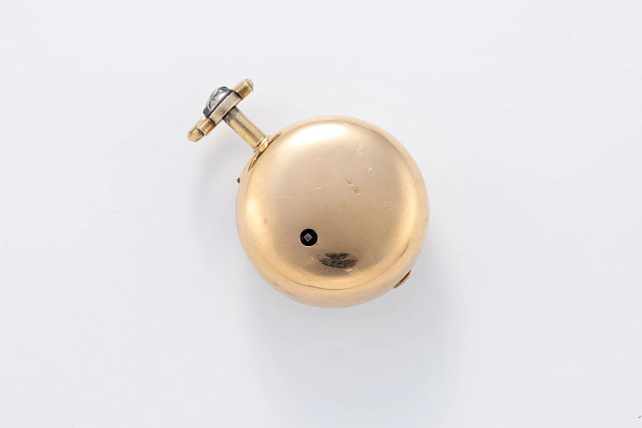 Pocket Watch with Enamel Decoration in 18k Yellow Gold