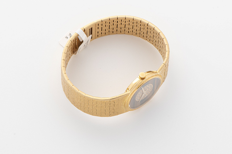 Tiger Eye and Diamond Dial Watch in 18k Yellow Gold 924A6