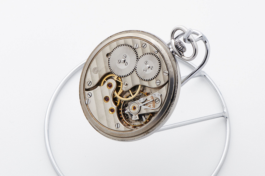 'Beyer' Double-Signed Calatrava Pocket Watch in Stainless Steel