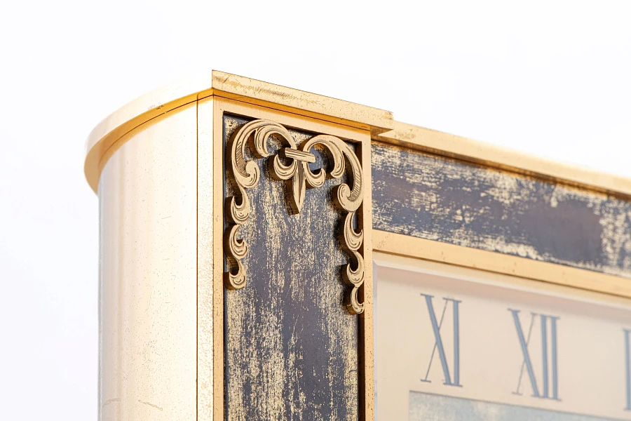 Table Clock in Gilt Brass with Wood
