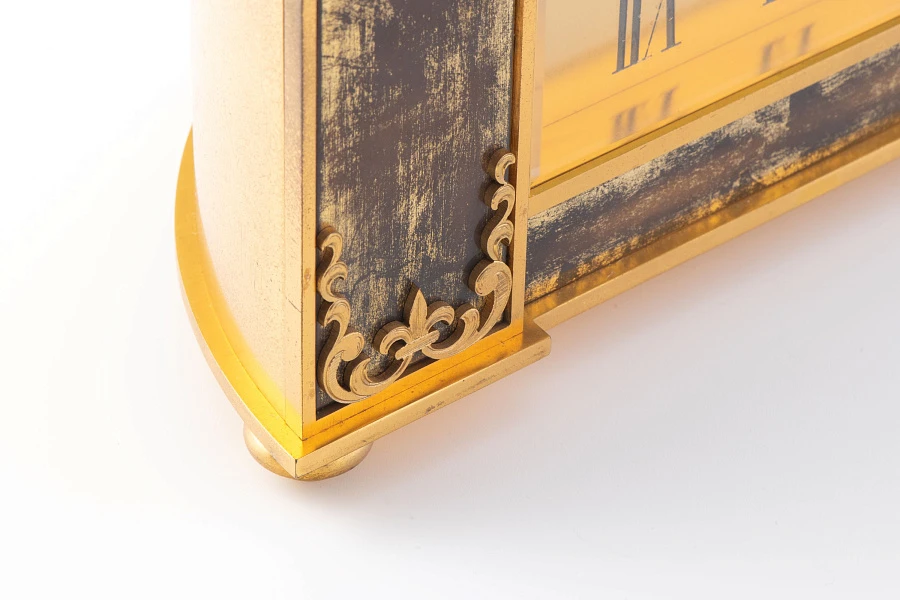 Table Clock in Gilt Brass with Wood
