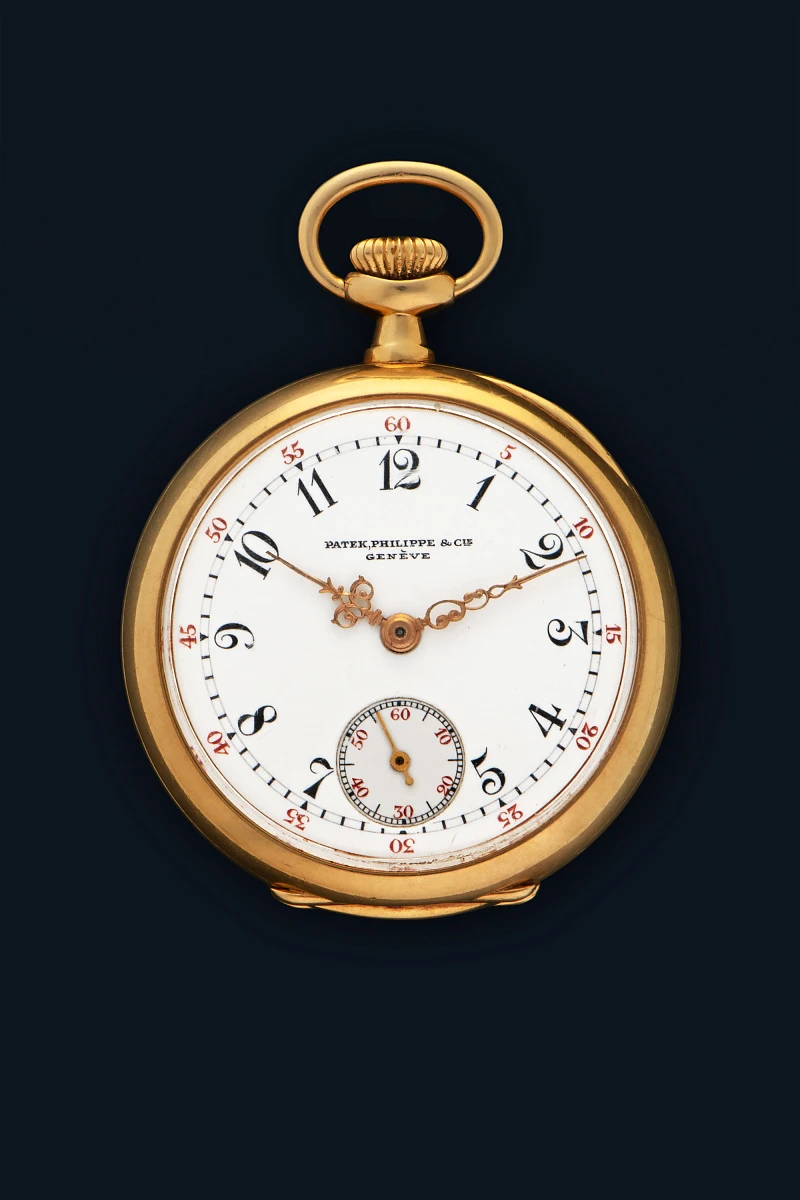 Small Enamel Dial Pocket Watch in 18k Yellow Gold