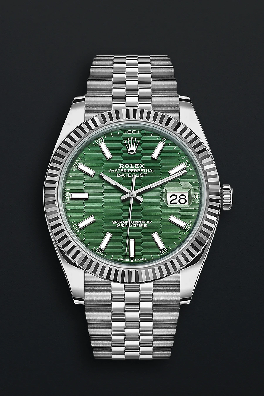 Datejust ‘White Rolesor’ 41mm 126334 Mint Green Fluted Motif