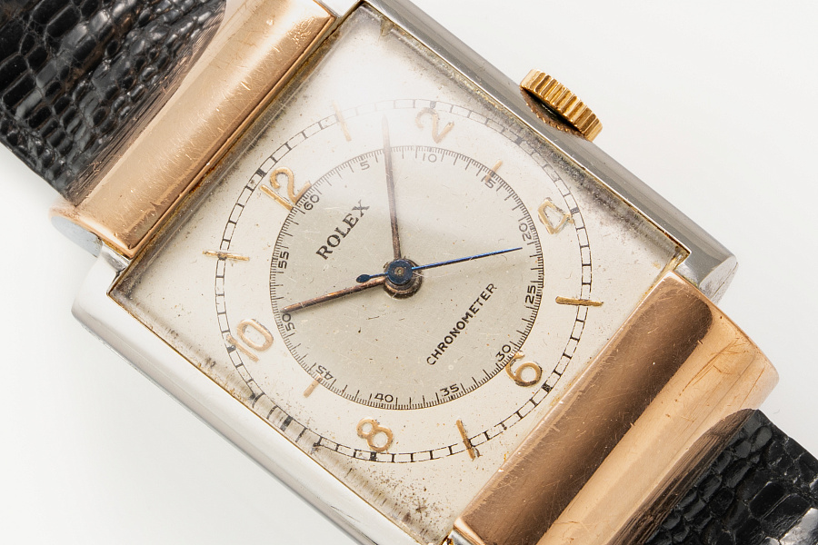 Rectangular Chronometer Ref. 4152 in Stainless Steel and Rose Gold