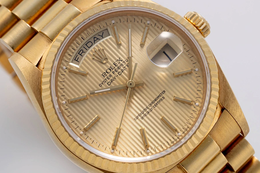 Day-Date Tapestry Dial Ref. 18038 in 18k Yellow Gold