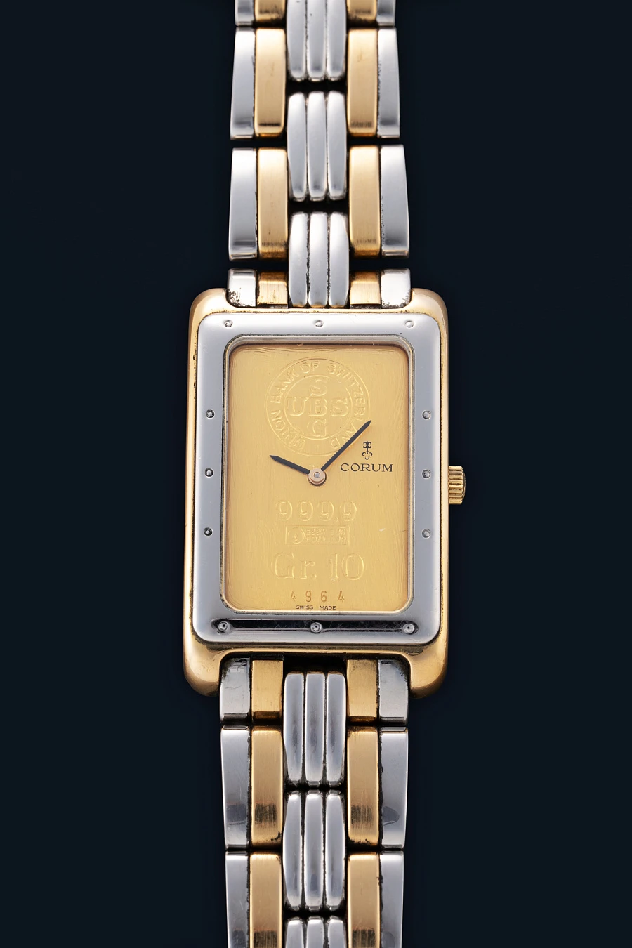 10g Gold Dial Tank in Stainless Steel and 18k Yellow Gold
