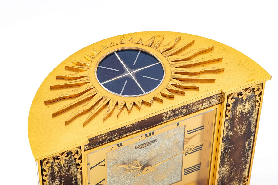 Table Clock in Gilt Brass with Wood