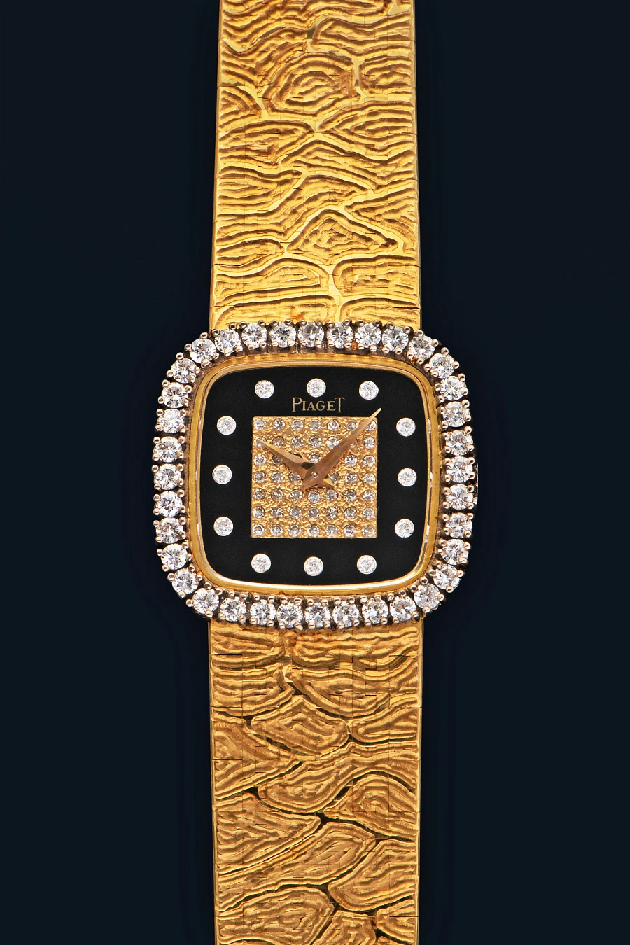 Onyx and Diamond Dial Watch Ref. 9906A in 18k Yellow Gold