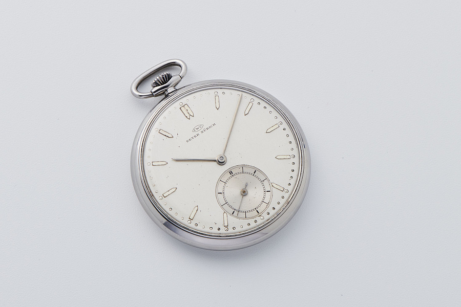 'Beyer' Double-Signed Calatrava Pocket Watch in Stainless Steel