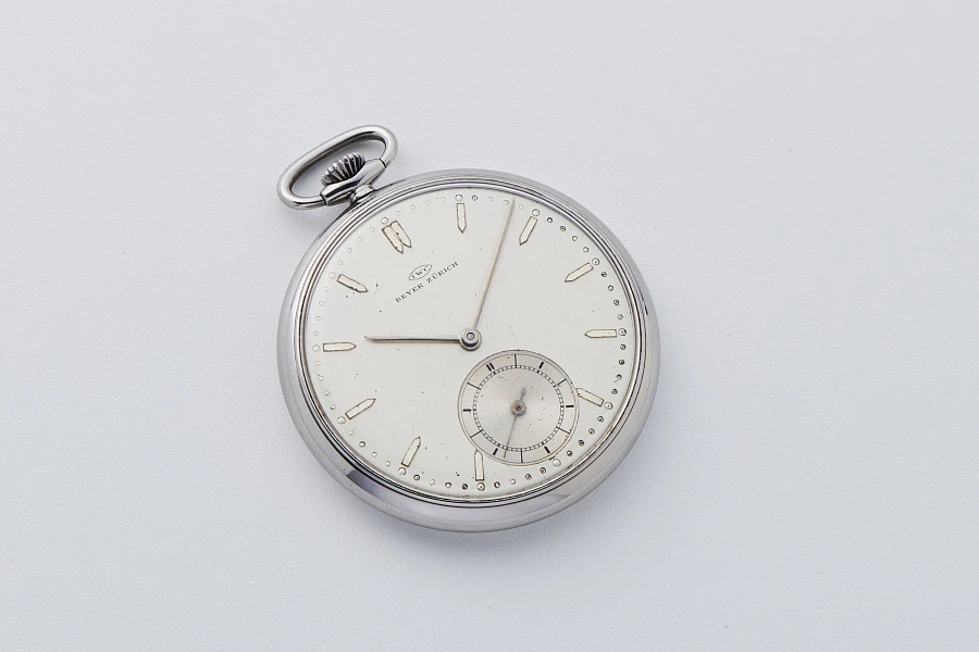 'Beyer' Double-Signed Calatrava Pocket Watch in Stainless Steel