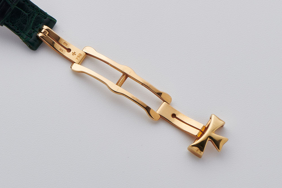 Green Stone Dial Ladies Watch in 18k Yellow Gold