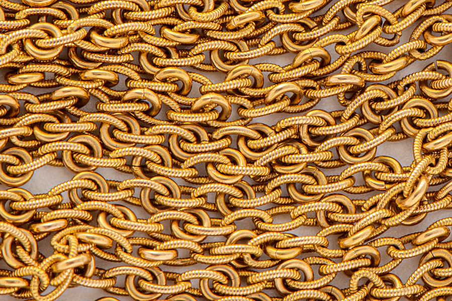 Pocket Watch Chain in 18k Yellow Gold with Key