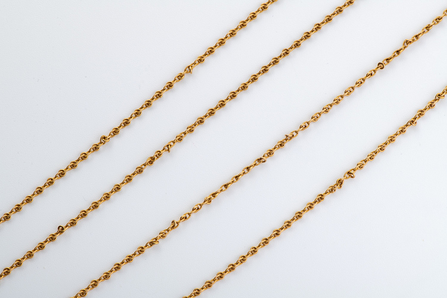 Pocket Watch Chain in 18k Yellow Gold with Key