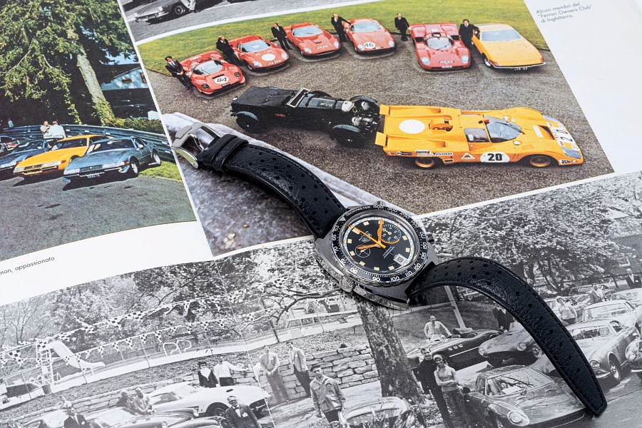 Exceedingly Rare Autavia Exotic Ref. 1163 in Stainless Steel with Ferrari Collector's Set