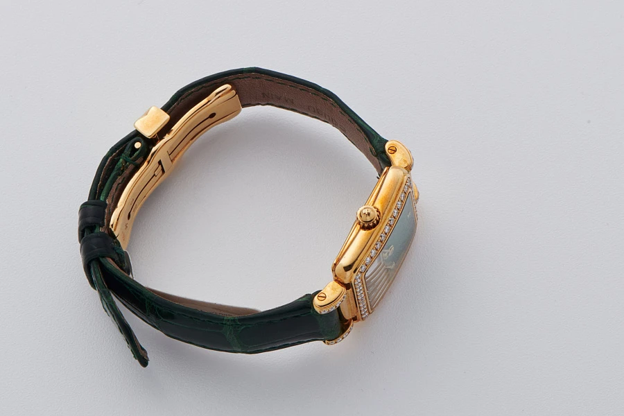 Green Stone Dial Ladies Watch in 18k Yellow Gold