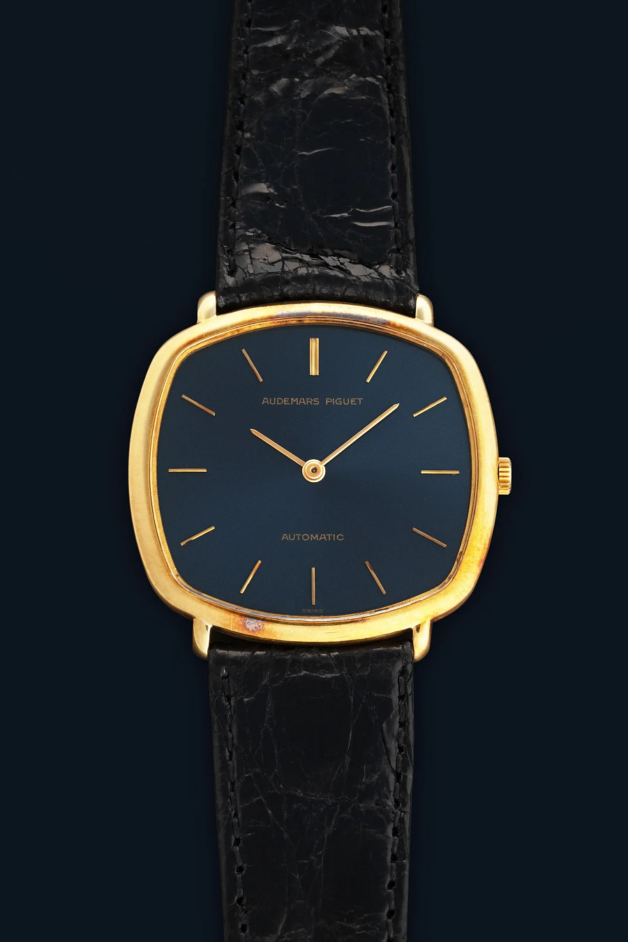 Blue Dial Automatic Dress Watch in 18k Yellow Gold
