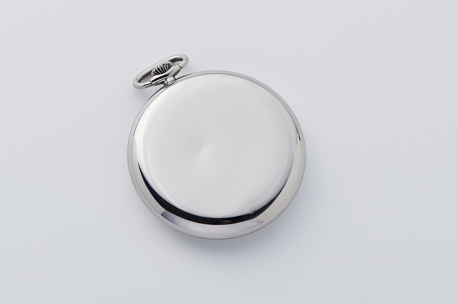 'Beyer' Double-Signed Calatrava Pocket Watch in Stainless Steel