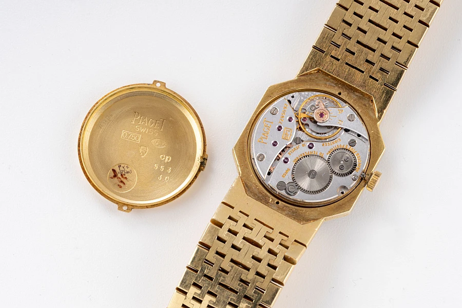 Octagonal Dress Watch Ref. 9341AG with Tiger Eye Dial and Bezel in 18k Yellow Gold