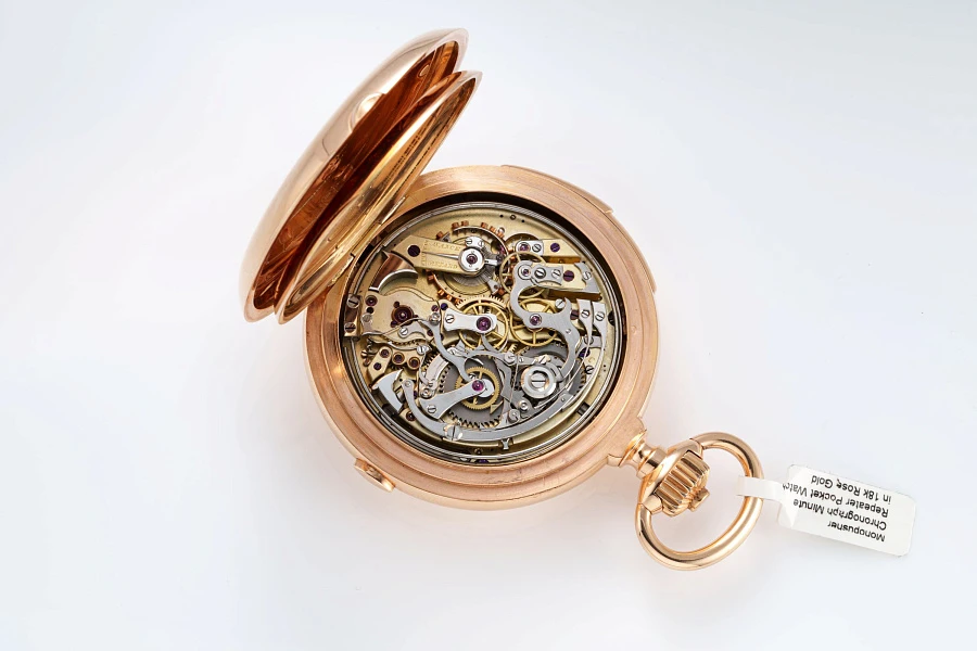 Monopusher Chronograph Minute Repeater Pocket Watch in 18k Rose Gold