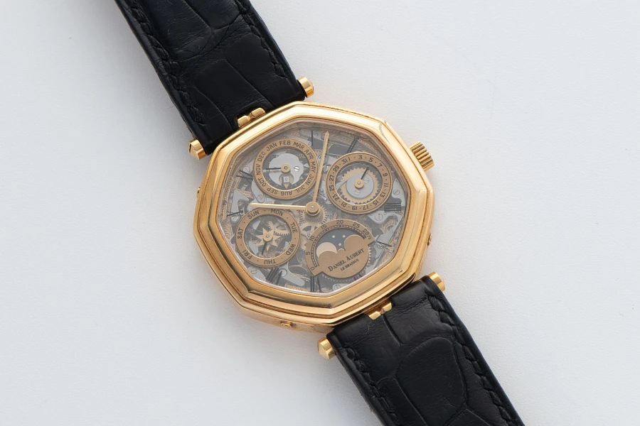 Lys Royal Gold Skeleton Ultra-thin Perpetual Calendar Piece Unique