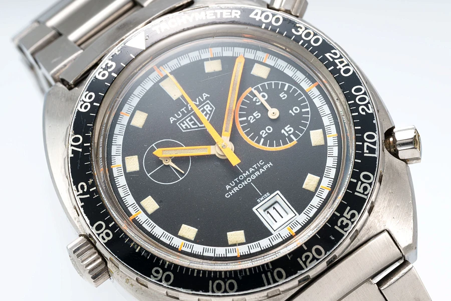 Autavia 'Exotic' Cushion Case Chronograph in Stainless Steel