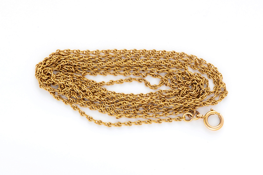 Pocket Watch Chain in 18k Yellow Gold with Key