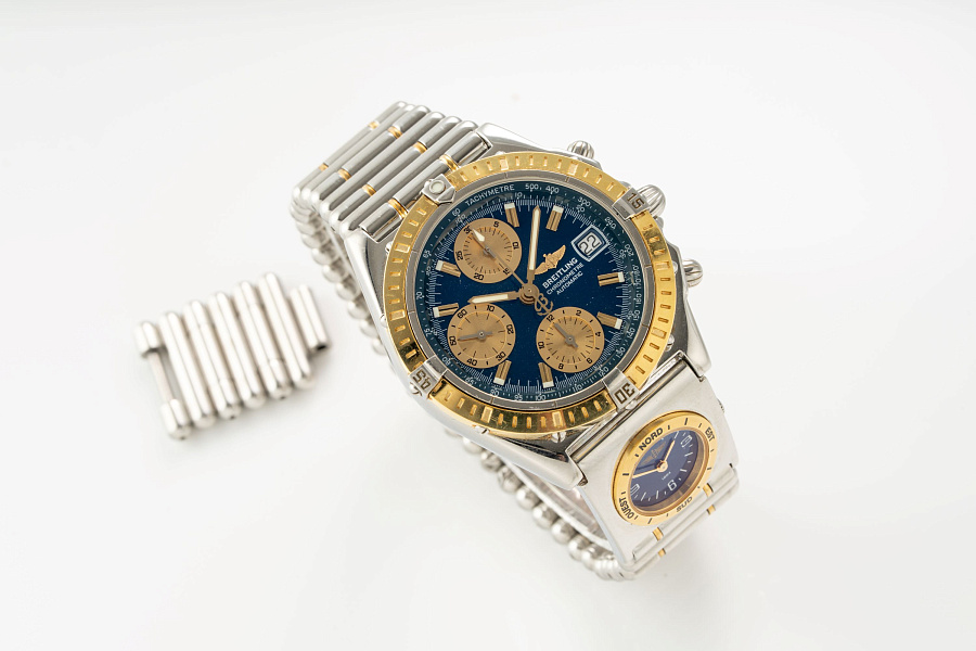 Chronomat Dual Time Ref. D13352 in Stainless Steel and 18k Yellow Gold