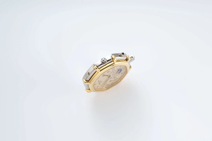 Customized Calendar Pendant Watch in Stainless Steel and 18k Yellow Gold