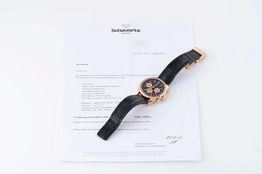 Transocean Chronograph Ref. RB0151 in 18k Rose Gold