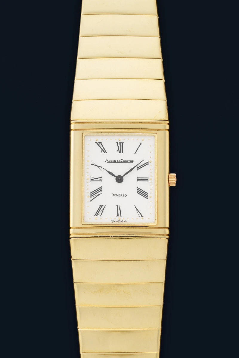 Reverso Quartz in 18k Yellow Gold on Rare Bracelet