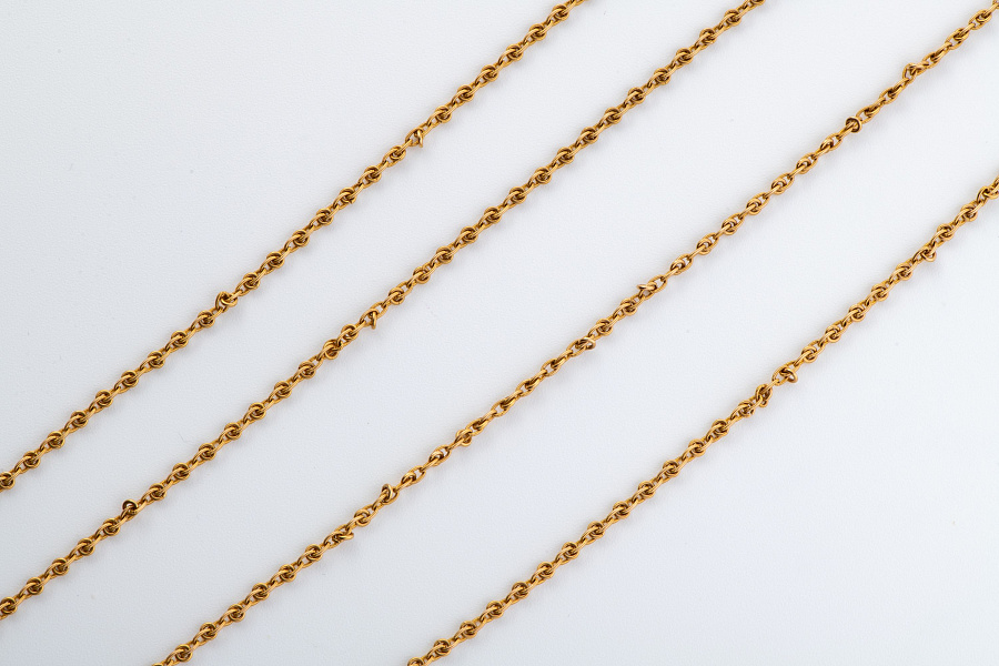 Pocket Watch Chain in 18k Yellow Gold with Key