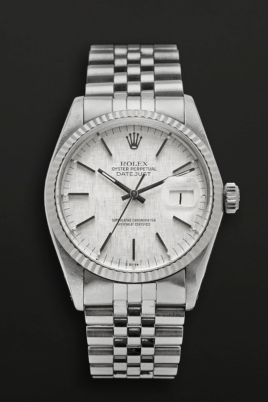 Oyster Perpetual Datejust 16014 ‘White Rolesor’ Linen Dial