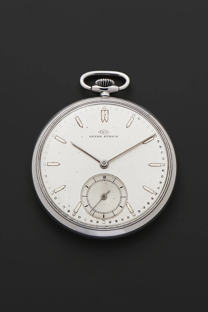 'Beyer' Double-Signed Calatrava Pocket Watch in Stainless Steel