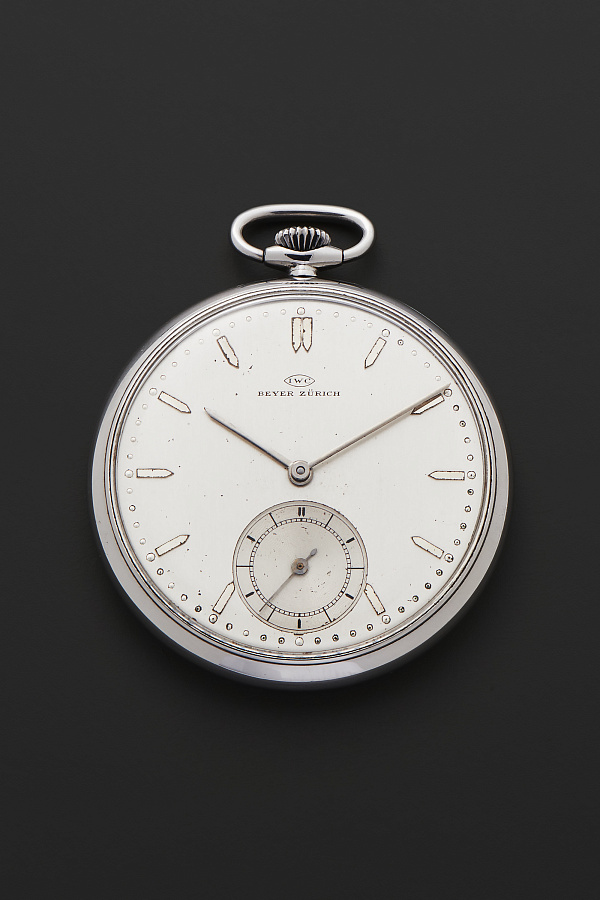 'Beyer' Double-Signed Calatrava Pocket Watch in Stainless Steel