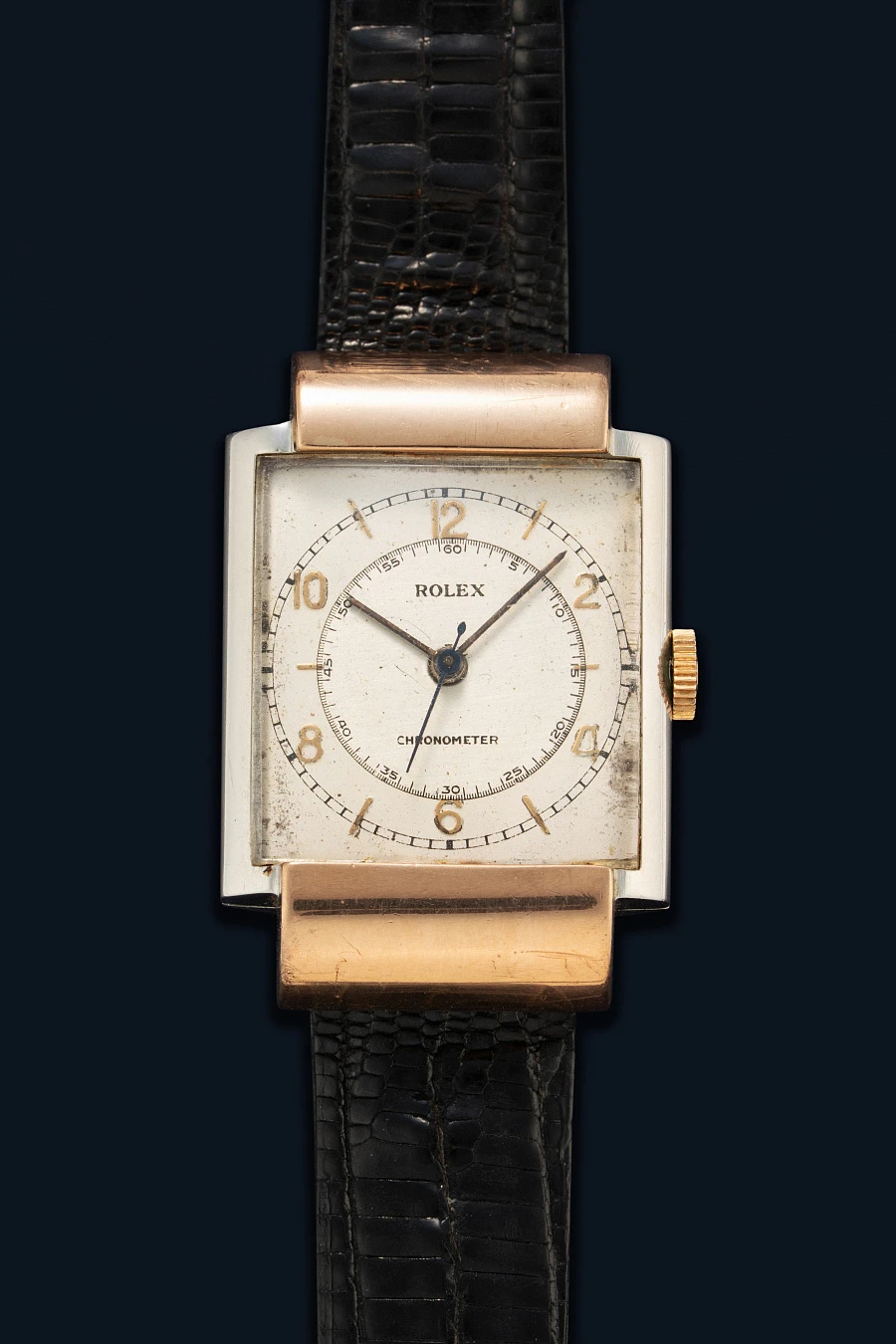 Rectangular Chronometer Ref. 4152 in Stainless Steel and Rose Gold